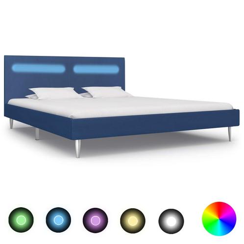 vidaXL Bedframe met LED stof blauw 180x200 cm, Huis en Inrichting, Slaapkamer | Bedden, Nieuw, Verzenden