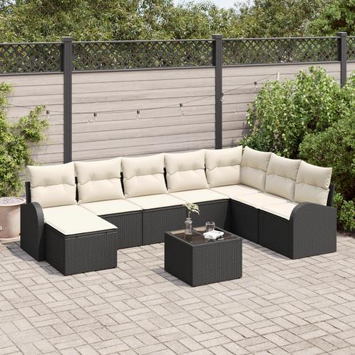 vidaXL 8-delige tuinsofaset met kussens in bruin poly riet, Tuin en Terras, Tuinsets en Loungesets, Nieuw, Verzenden