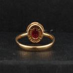 Ring - 14 karaat Geel goud Robijn - Diamant, Nieuw