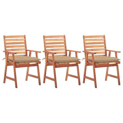 vidaXL Chaises à dîner dextérieur 3 pcs avec coussins, Jardin & Terrasse, Ensembles de jardin, Neuf, Envoi