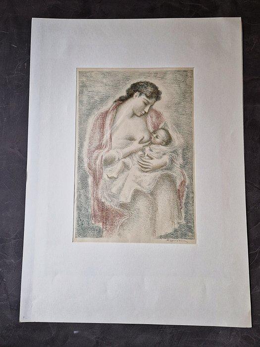 Paul Kromjong (1903-1979) - Moederliefde, Antiek en Kunst, Kunst | Schilderijen | Klassiek