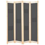 vidaXL Kamerscherm met 4 panelen 160x170x4 cm stof grijs, Huis en Inrichting, Woonaccessoires | Overige, Verzenden, Nieuw