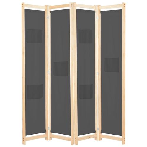 vidaXL Kamerscherm met 4 panelen 160x170x4 cm stof grijs, Huis en Inrichting, Woonaccessoires | Overige, Nieuw, Verzenden
