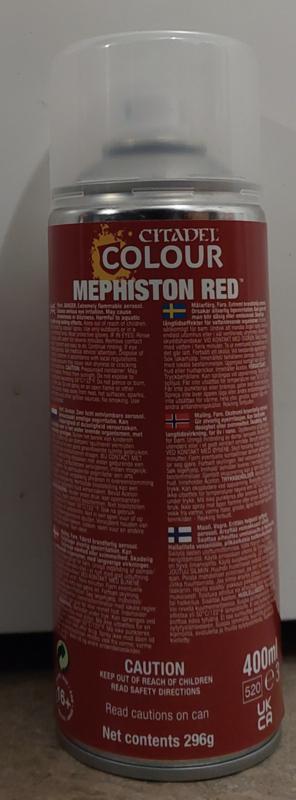 Mephiston Red Spray 400 ML (Warhammer Nieuw)  LET OP! Alleen beschikbaar voor biedingen