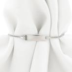 Witgouden gourmet schakel kinderarmband met graveerplaatj..., Ophalen of Verzenden, Gebruikt, Overige kleuren, Goud