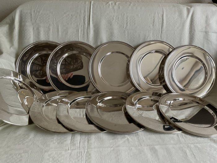 Hepp - Bord (11) - Set van 11 verzilverde borden (waarvan 5, Antiek en Kunst, Antiek | Meubels | Tafels