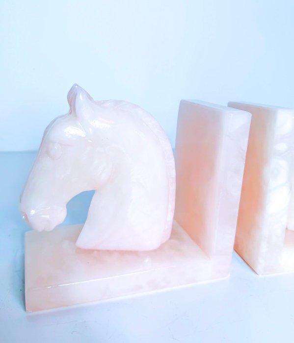 Boekensteunen - paard - Albast, Antiquités & Art, Curiosités & Brocante