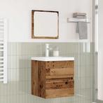 vidaXL Badkamermeubel Set 3 pcs Oud hout en Wit Medium, Verzenden, Nieuw