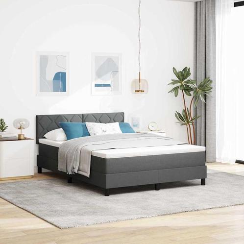 vidaXL Boxspring bed met matras Donkergrijs 140 x 200 cm, Huis en Inrichting, Slaapkamer | Bedden, Nieuw, Verzenden