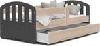 Kinderbed met uitschuiflade - 180x80 cm grijs hout - ruim..., Huis en Inrichting, Slaapkamer | Bedden, Verstelbaar, Nieuw, Ophalen of Verzenden