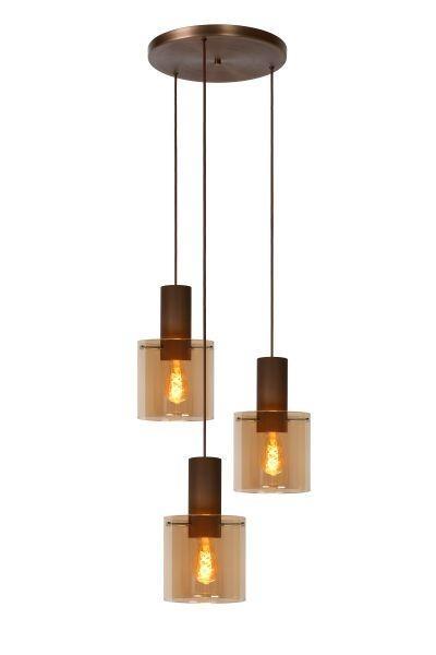 Hanglamp Lucide TOLEDO -  - 3xE27 - Amber -, Huis en Inrichting, Lampen | Hanglampen, Nieuw, Verzenden