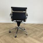 Design vergaderstoel / bureaustoel, vv zwart leren bekleding, Ergonomisch, Gebruikt, Zwart, Bureaustoel