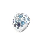 18 Krt. Witgouden gebolde ring met aquamarijn en Amethist, Gebruikt, Overige kleuren, Ophalen of Verzenden, Kleiner dan 17