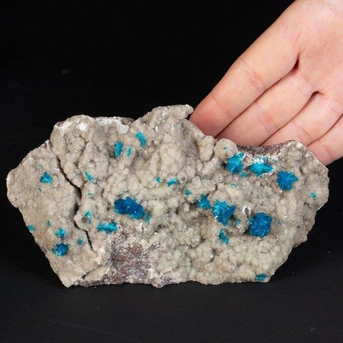Minéral presque éteint - Cavansite sur stilbite - Formations, Verzamelen, Mineralen en Fossielen