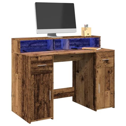 vidaXL Bureau met LED-verlichting 120x55x91 cm bewerkt hout, Huis en Inrichting, Bureaus, Nieuw, Verzenden