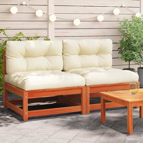 vidaXL Tuinbanken zonder armleuning kussens 2 st grenenhout, Tuin en Terras, Tuinsets en Loungesets, Nieuw, Verzenden
