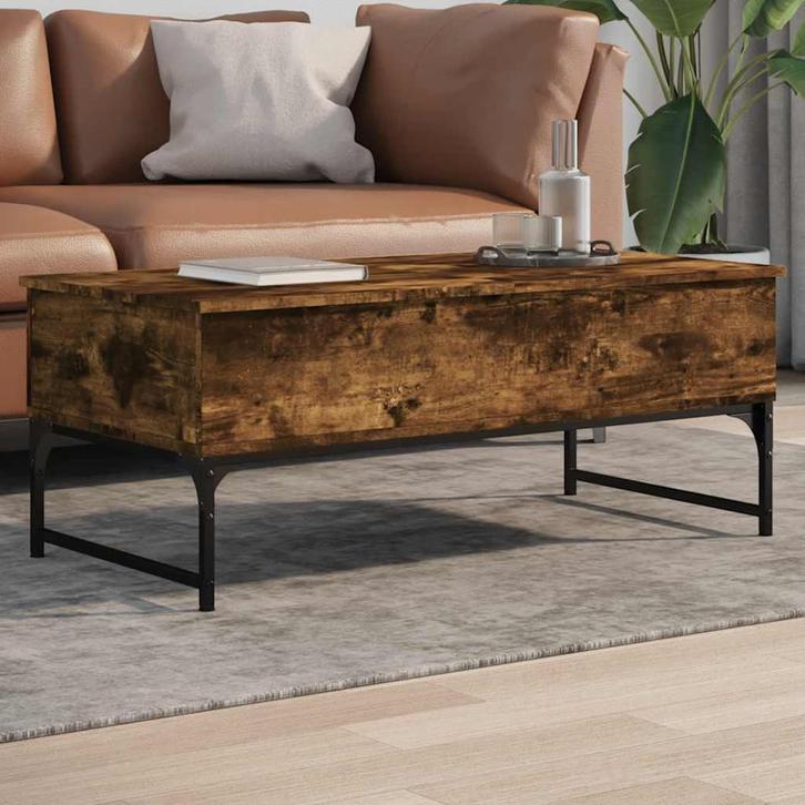 vidaXL Salontafel 100x50x40 cm bewerkt hout en metaal, Huis en Inrichting, Tafels | Salontafels, Nieuw, Verzenden