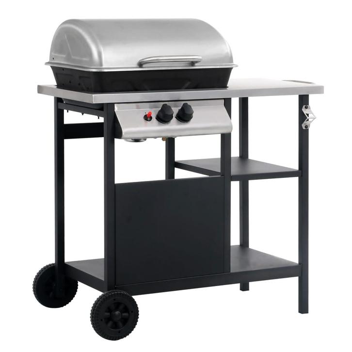 vidaXL Gasbarbecue met 3-laags zijtafel zwart en, Elektronische apparatuur, Overige elektronische apparatuur, Nieuw, Verzenden