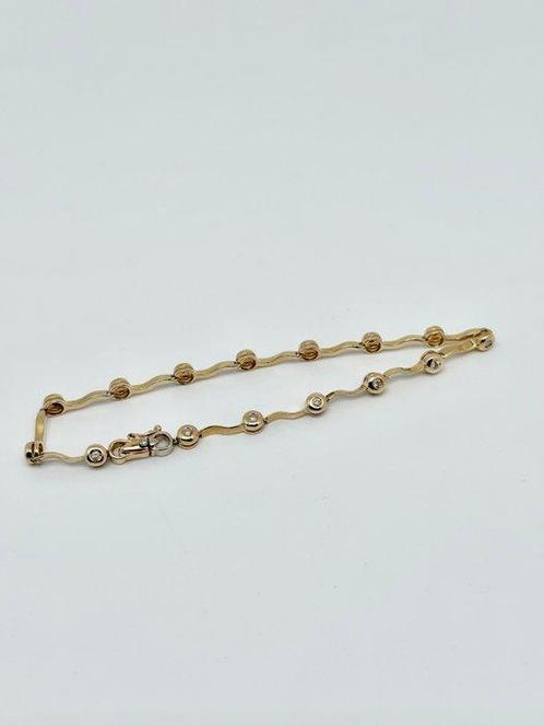 Tennis armband - 18 karaat Geel goud - 0.15ct. tw. Diamant, Handtassen en Accessoires, Antieke sieraden