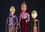 3 marionnettes Wayang Golék - Putri, Sangkuni, Arabier -