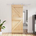 vidaXL Schuifdeur met beslag 85x210 cm massief grenenhout, Doe-het-zelf en Bouw, Deuren en Vliegenramen, Verzenden, Nieuw