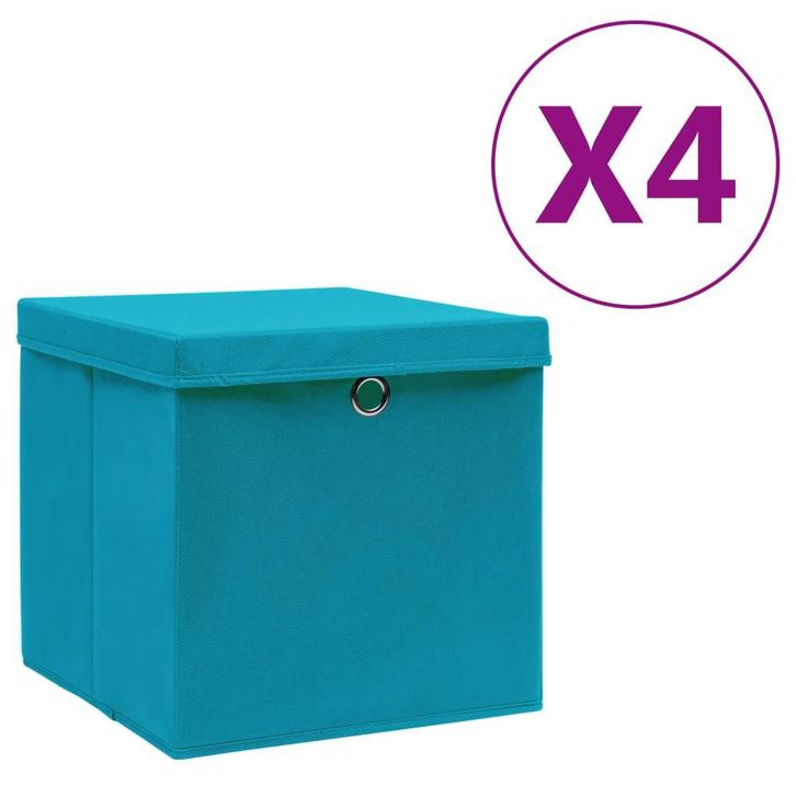 vidaXL Opbergboxen met deksel 4 st 28x28x28 cm babyblauw, Doe-het-zelf en Bouw, Kratten en Dozen, Nieuw, Verzenden