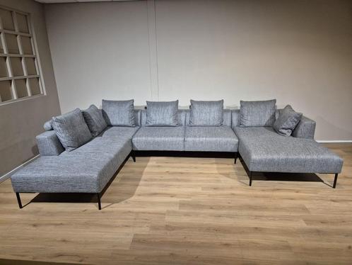 Montel Sava U - Hoekbank - Grijs - Stof - Design - Elementen, Huis en Inrichting, Zetels | Zetels en Chaises Longues, 300 cm of meer