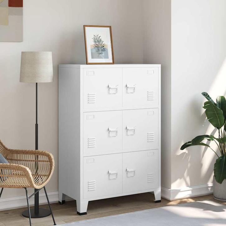 vidaXL Opbergkast industrieel 75x40x115 cm metaal wit, Huis en Inrichting, Kasten | Overige, Nieuw, Verzenden