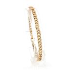 Gouden platte gourmetschakel armband met diamant; 0,25 ct..., Handtassen en Accessoires, Armbanden, Gebruikt, Overige kleuren