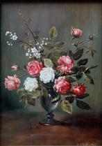 H. Klaffenboch (XX) - Glass vase with roses, Antiek en Kunst