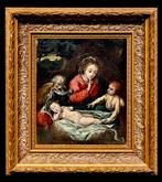 École italienne (XVII) - Sacra Famiglia con San Giovanni, Antiek en Kunst, Kunst | Schilderijen | Klassiek