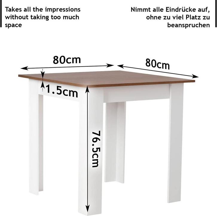 MIADOMODO® Eettafel - vierkant, 80x80x76,5 cm, voor 4 person, Huis en Inrichting, Woonaccessoires | Overige, Verzenden