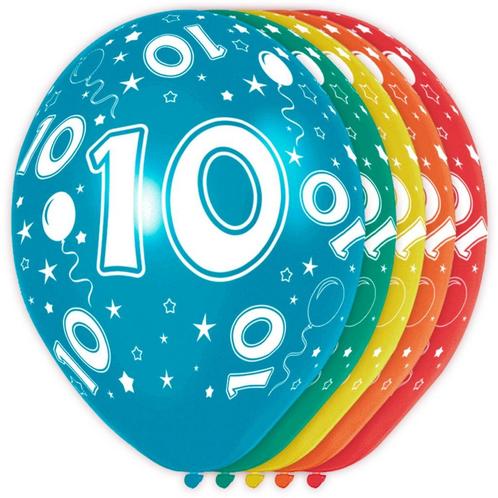 Ballonnen 10 Jaar Versiering 30cm 5st, Hobby en Vrije tijd, Feestartikelen, Nieuw, Verzenden