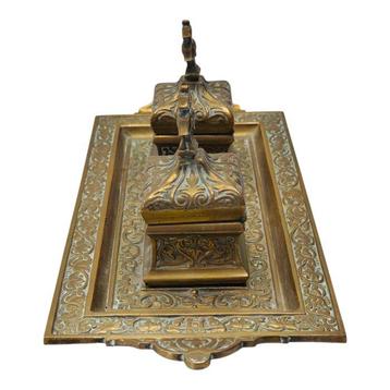 Neo-gothique Style - Encrier - Bronze, Antiquités & Art