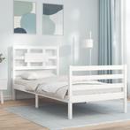 vidaXL Bedframe met hoofdbord massief hout wit 90x200 cm, Huis en Inrichting, Slaapkamer | Bedden, Verzenden, Nieuw