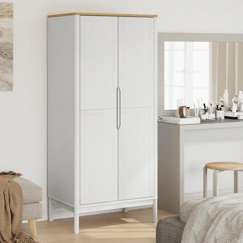 vidaXL Kledingkast FLORO 77x53x171 cm massief grenenhout wit, Huis en Inrichting, Kasten | Kleerkasten, Nieuw, Verzenden