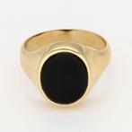 Ring - 18 karaat Geel goud Onyx, Handtassen en Accessoires, Ringen, Nieuw