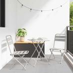 vidaXL Bistroset 3 pcs Beige Staal, Tuin en Terras, Tuinsets en Loungesets, Verzenden, Nieuw