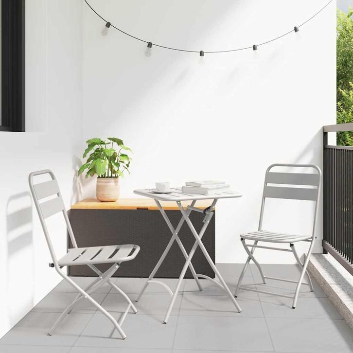 vidaXL Bistroset 3 pcs Beige Staal, Tuin en Terras, Tuinsets en Loungesets, Nieuw, Verzenden
