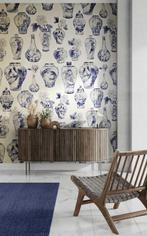 Chinoiserie stof met oude geschilderde vazen - Carpe, Pavoni