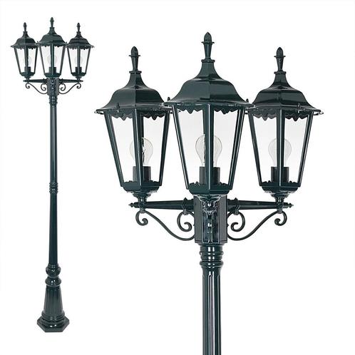 Tuinverlichting klassiek Lantaarnpaal Ancona 3-lichts buiten, Tuin en Terras, Buitenverlichting, 50 tot 250 watt, Nieuw, Aluminium