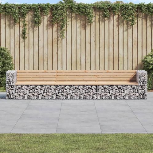 vidaXL Tuinbank schanskorfontwerp 347x71x65,5 cm massief, Tuin en Terras, Tuinsets en Loungesets, Nieuw, Verzenden