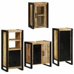 vidaXL Badkamermeubel Set met opslag 4 pcs Bruin Massief, Huis en Inrichting, Verzenden, Nieuw