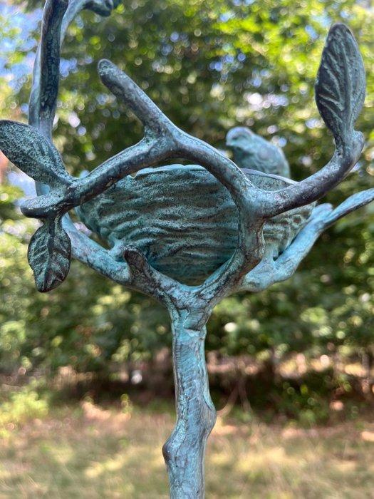 Vogelbad - Brons - two sparrows on a branch, Antiek en Kunst, Curiosa en Brocante