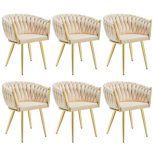 tectake Set eetkamerstoelen Astano fluweel, knoopdesign - za, Huis en Inrichting, Stoelen, Verzenden