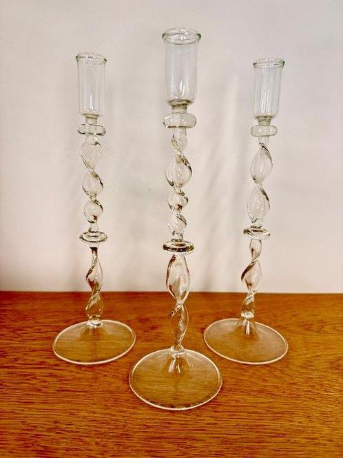 Kaarsenhouder (3) - Kristal - jaren zeventig, Antiek en Kunst, Curiosa en Brocante