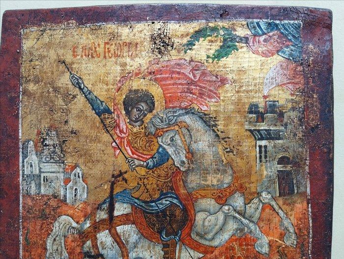 Icoon - Joris de Drakendoder - Hout, Antiquités & Art, Art | Art non-occidental