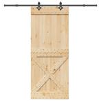 vidaXL Schuifdeur met beslag 95x210 cm massief grenenhout, Doe-het-zelf en Bouw, Deuren en Vliegenramen, Verzenden, Nieuw