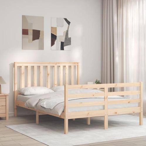 vidaXL Cadre de lit avec tête de lit 140x200 cm bois, Maison & Meubles, Chambre à coucher | Lits, Neuf, Envoi