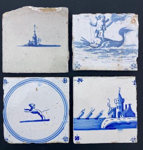 Carreau - Anciennes carreaux de Delft bleus avec une, Antiek en Kunst, Antiek | Glaswerk en Kristal